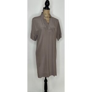 ACROBAT 100% silk Taupe short sleeve dress - Size XS